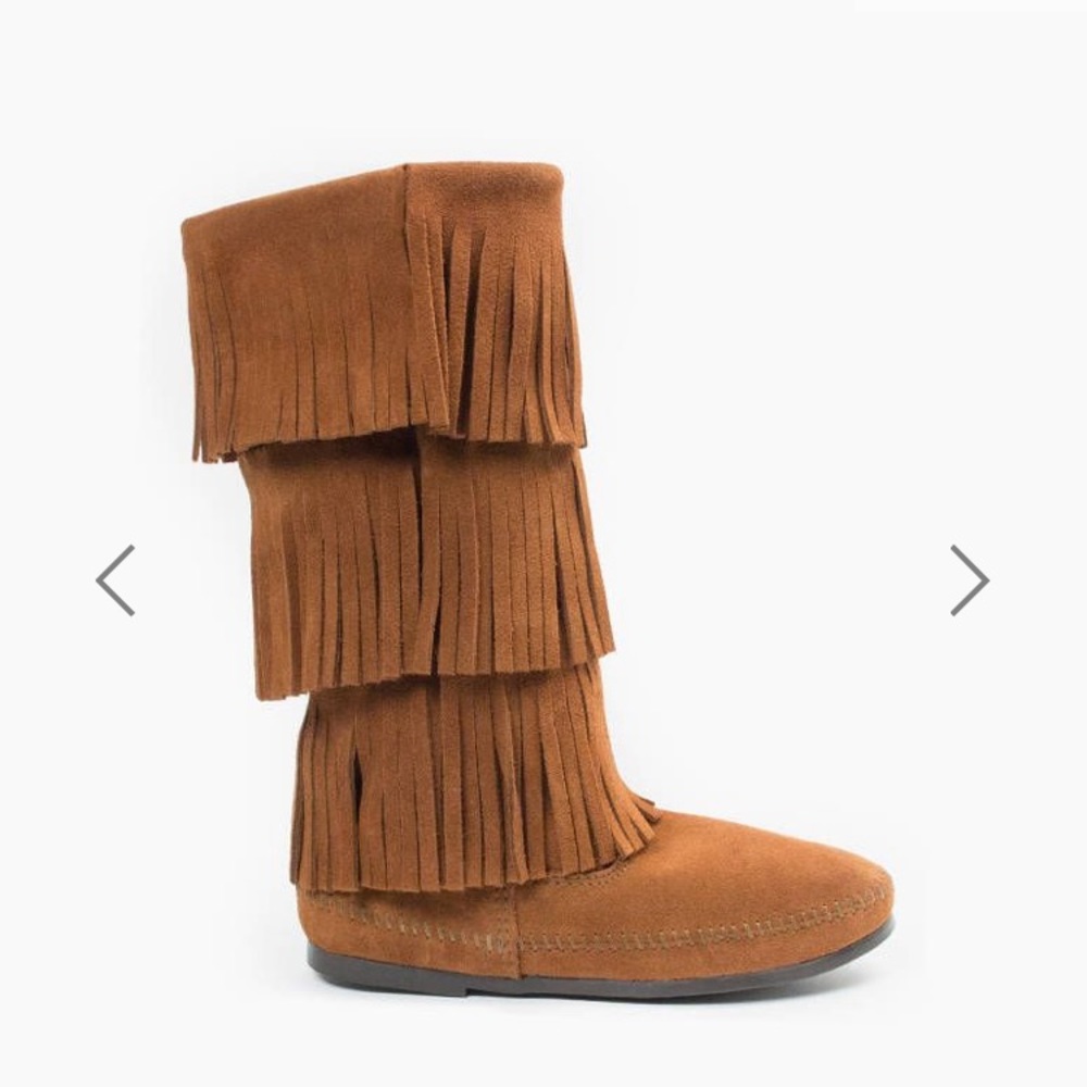 Minnetonka Fringe Boots Brown Size 9
